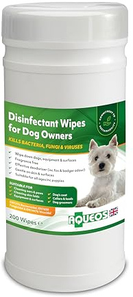 Aqueos Dog Disinfectant Wipes | Antibacterial | Antiviral | Antifungal | Deodoriser | 200 wipes on roll