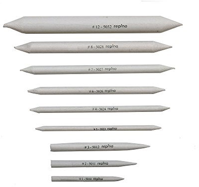 repino Estompen, Papierwischer, 9 Stück, verschiedene Durchmesser & Längen - für Pastellkreide uvm.