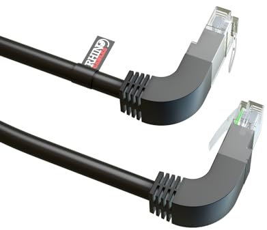 rhinocables RJ45 Network Cable Right Angle to Right Angle 90 Degree CAT5e Ethernet Network Lead (1m)