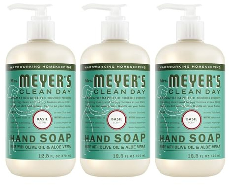 MRS. MEYER'S CLEAN DAY Hand Soap, Basil Scent, 12.5 Fl Oz Bottle - 3 Pack