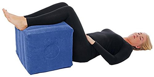 Rehaforum Entspannungswürfel aufblasbar, Beinerhöhungswürfel, Bandscheibenwürfel, Entlastungskissen, Wadenablage, Bandscheibenkissen, Lagerungskissen, Beinablage für Rückenübungen, Farbe Blau