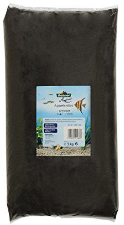 Dehner Aqua Aquariensand | feiner Kies für Aquarien | schwarzer Farbsand | dekorativer Bodengrund | Sand für Süßwasser-Aquarium | Aquarienkies | Zierkies | Körnung 0.4-1.2 mm | abgerundet | 5 kg