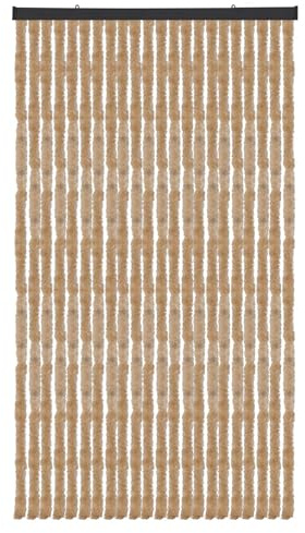Arsvita Flauschvorhang Türvorhang (90x200 cm) in Beige als Insektenschutz für Balkon, Terrasse oder Wohnmobil, Wohnwagen, Pavillon