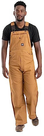 Berne Men's Heritage Unlined Duck Bib Overall, 38W x 30L, Short, Brown Duck