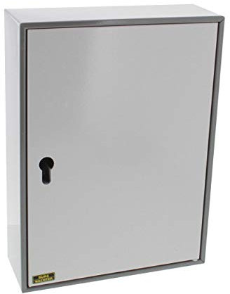 Burg-Wächter Schlüsselschrank zur Wandmontage, vorgerichtet für Profil-Halbzylinder (Normallänge), ohne Zylinder, 74 Haken, Türanschlag rechts, Stahlblech, 6700/74 R V-PZ, Dunkelgrau/Hellgrau