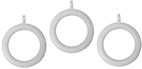 Merriway BH03175 (8 Pcs) Plastic Curtain Drapery Pole Rod Rings with Fixed Eye, Inner Diameter 37mm (1.7/16 inch) Outer Diameter 50mm (2 inch) White - Pack of 8 Pieces