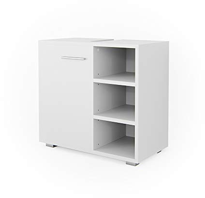 Vicco Waschbeckenunterschrank Weiß Perry 60x56x31 cm - Unterschrank für das Badezimmer, Praktische Ablage für Handtücher, Putzmittel & Pflegeprodukte