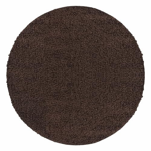 Carpetsale24 Shaggy Hochflor Teppich, 120 cm Rund, Braun, weich, flauschig, modern, einfarbig, Ideal unter Beistelltisch oder im Flur, für Wohnzimmer Schlafzimmer Flur