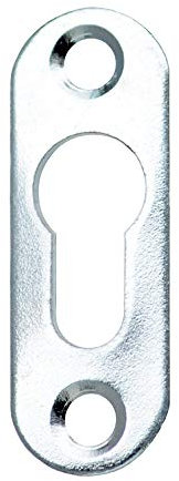 KeyMet - Lot de 10 ferrures à tête bombée pour armoire - Argent galvanisé - 42 x 15 mm - Trou de 8,5 mm - À visser - Métal - Argent (Silver)