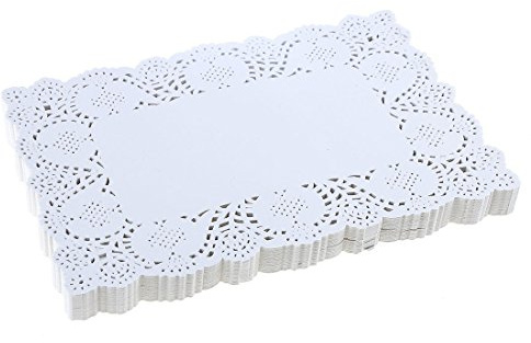 DECORA 9X6.5 Inch Rectangle White Paper Doilies for Birthday Party Wedding Tableware Decoration,Pack of 200