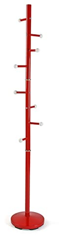 Versa Ruan Porte-Manteau Vêtements Portemanteau Style Minimaliste, avec 9 Crochets ou cintres pour vêtements ou Sacs pour la Salle, Dimensions (H x l x L) 173 x 28 x 28 cm, Métal, Couleur: Rouge