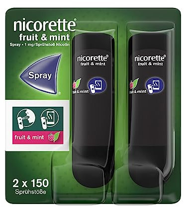 NICORETTE Spray mit minzigem Fruchtgeschmack – Rauchen aufhören mit Nikotinspray – 1 Spray ersetzt bis zu 150 Zigaretten – zur Raucherentwöhnung