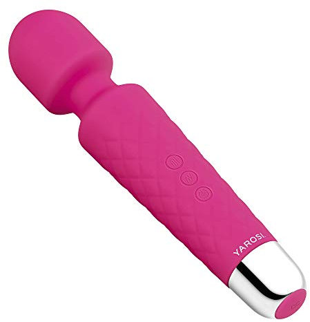 Yarosi Cordless Massager della bacchetta da - Strongest terapeutico Vibrante Potenza - meglio votati per il regalo Viaggi - Magic stress di distanza - Perfetto per dolori muscolari - USB - Mini - Rosa