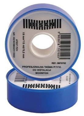Bisan Teflon White PTFE Tape Ruban adhésif étanche en plastique et aluminium Bleu 15 m x 19 mm x 0,2 mm