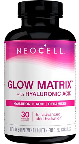 NeoCell Glow Matrix With Hyaluronic Acid Capsules, Essential Lubricant, Supports Tissue Hydration, Gluten Free, Unflavored, 90 Count, 1 Bottle