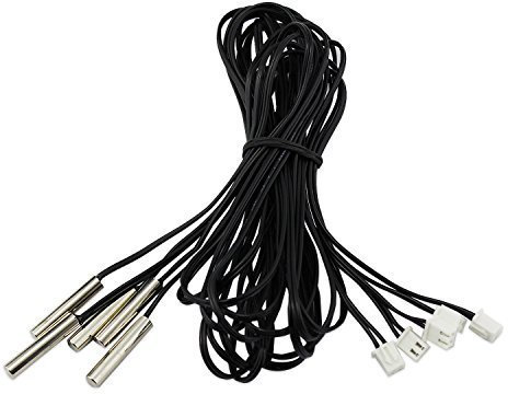 Aussel 5 Pieces NTC 10K 3950 Ohm Waterproof Digital Thermal Temperature Sensor Probe 1M