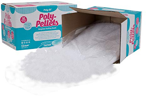 Fairfield Poly-Fil Poly-Pellets, Premium Polyester Weighted Stuffing Beads, Stuffing for Stuffed Animals, Toys, Bean Bags, Weighted Blankets, and More, 10-Pound Box, White