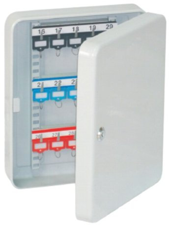 Melsmetall Schlüsselkasten 300x240x80mm, 30 Haken inkl. Schlüsselanhänger