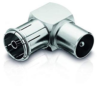 adaptare 60710 90 Grad Winkel Adapter mit IEC-TV-Antenne Stecker und Buchse Nickel