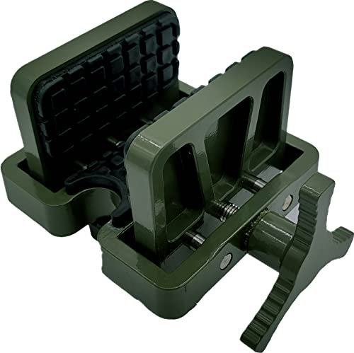 DeathGrip Aluminiumstativ mit langlebigem, leichtem, stabilem Design, Wasserwaage und freihändiger Bedienung für Jagd, Schießen und im Freien, Höhe: 47 (Armeegrüner Sattel für Gewehr)