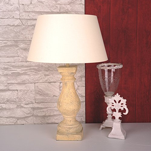 Dirk Davids Leuchten GmbH Tischleuchte Polystone Beige Gebürstet Schirm Rund Cotton Creme 915803