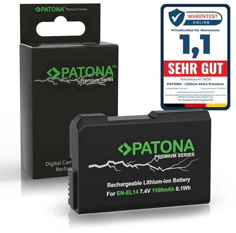 PATONA Premium Akku EN-EL14 Ersatz für Nikon ENEL14 EN-EL14a EN EL14, 1100mAh Kompatibel mit Nikon Coolpix P7000 P7100 P7700 P7800 D3100 D3200 D3300 D3400 D3500 D5100 D5200 D5300 D5500 D5600 5600 Df
