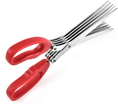 MagiDeal Shredder Scissors Multipurpose Multi-Blade Cutting Shears with Stainless Steel 5 Blades (Red)