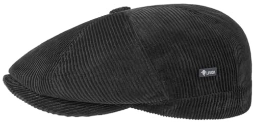 Lipodo 8 Panel Cordial Flat Cap Men Black 7 1/4-7 3/8