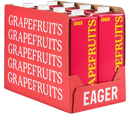 Eager Pink Grapefruit Juice 100% Squeezed, Refreshing Fruit Drink, NFC Not From Concentrate, 1 Litre (Pack of 8)