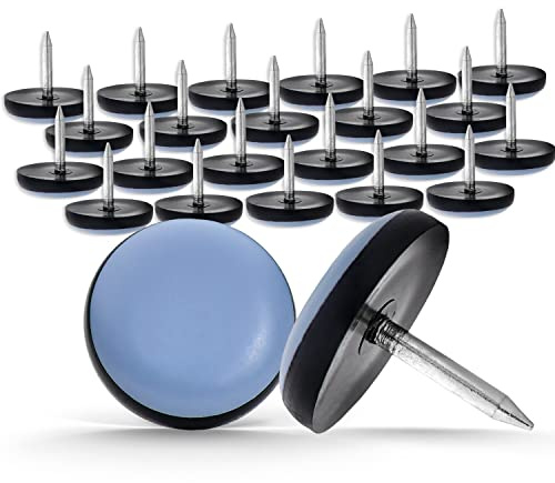 GleitGut 24 x Patins pour Meubles 19 mm Gris Patin téflon Rond avec Clou