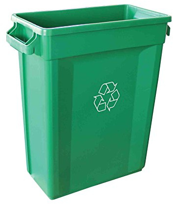Chabrias Ltd 60 Litre Green Slim Recycling Bin Space-Saving Vented Waste Container - Narrow Mixed Recycling Waste Receptacle for Home, Office, Kitchen and Commercial Use