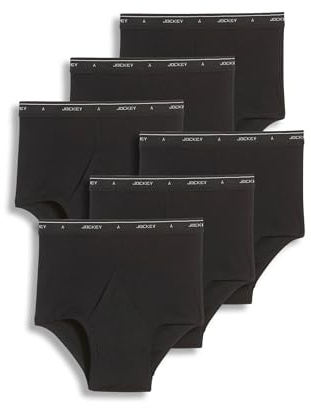 Jockey Classic Full Rise Brief- 6 Pack - 100% Cotton Underwear for Men, Black, 36