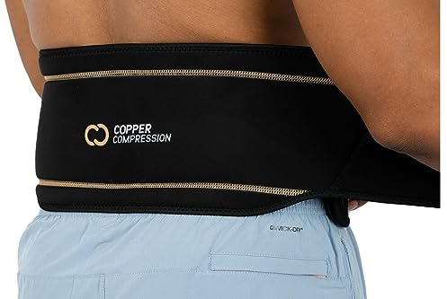 Copper Compression Back Brace. Copper Infused Lumbar Support for Lower Back Relief, Sciatica, Herniated Disc, Scoliosis, Pain & Strains. Adjustable & Breathable. Fits Men & Women (Waist 36 - 42)