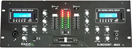 Ibiza 15-2381 2-Kanal DJ Mischpult mit USB, SD und Bluetooth