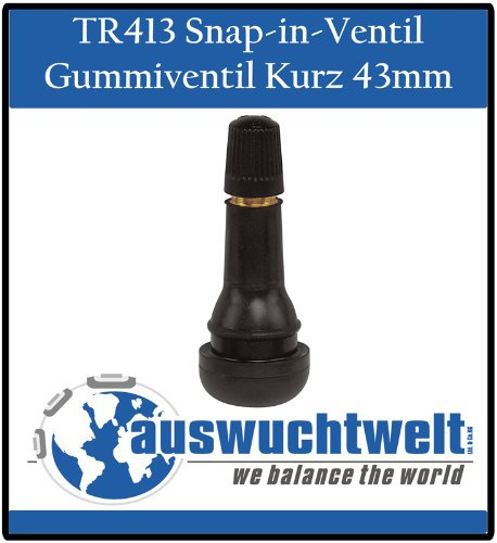 TR413 Ventil Gummi Ventile Reifenventil Kurz Snap-in 100 Stück Schlauchlos Ventile PKW 42mm