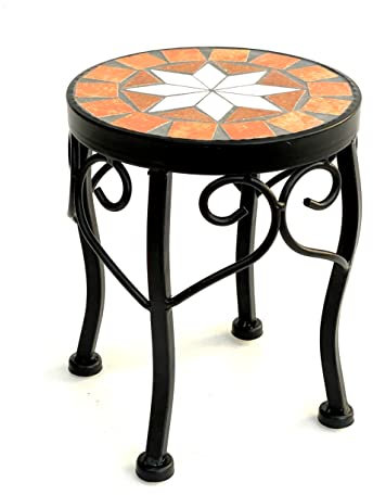 DanDiBo Blumenhocker Mosaik Rund 20 cm Blumenständer 12014 Beistelltisch Pflanzenständer Mosaiktisch Klein