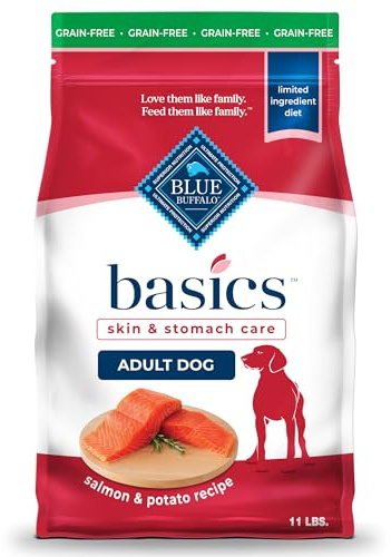 Blue Buffalo Basics Grain-Free Dry Dog Food for Adult Dogs, Limited Ingredient Diet, Salmon Recipe, 11-lb Bag