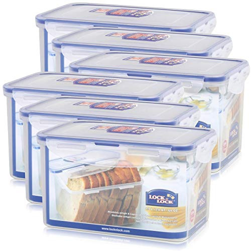 Lock&Lock HPL818 Vorratsdose 1,9L - Luft und Wasserdicht - rechteckig (6er Pack)