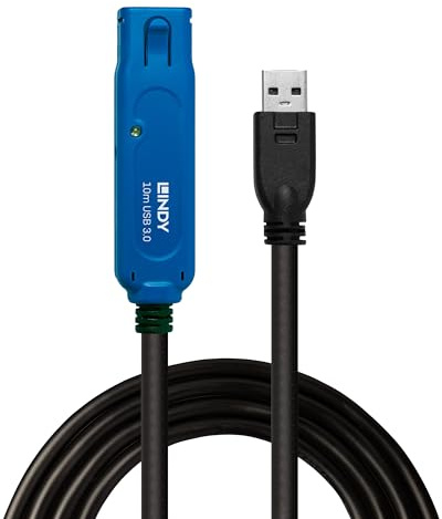 Lindy 10m USB 3.0 Active Extension Cable Pro, Long Distance Repeater, Extends USB devices, PCs, Laptops, Xbox, PS4, PS5, VR Headset, Printer, Scanner, Webcam, Interactive Whiteboards.