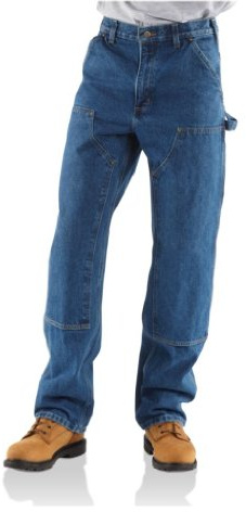 Carhartt Men's Logger Washed Denim Dungaree Pant, Darkstone, 44W x 32L