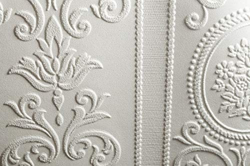 Superfresco Paintable Cameo Stripe White Durable Wallpaper | Paste The Paper | White Textured | Paintable | Eco Friendly