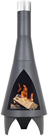 La Hacienda 56087B Colorado Medium Chimenea Chiminea Black Steel Heater Modern