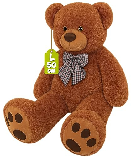Monzana® Ours en Peluche Très Douce avec Noeud Papillon - Nounours 50cm Brun - Doudou Mignon Petit Ours Brun - Idée Cadeau Noël, Anniversaire, Saint-Valentin, Jouet Enfant