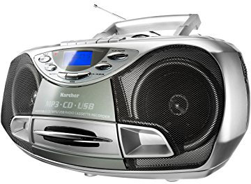 Karcher RR 510(N) - tragbares CD Radio (CD Player mit Kassette, FM Radio, Boombox, kleiner Kinder CD Spieler, MP3-Player, USB, Stereoanlage, Kompaktanlage, Batterie/Netzbetrieb)