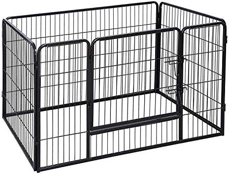 FEANDREA Gehege für Haustiere, Welpenauslauf, transportabel, 122 x 80 x 70 cm, schwarz PPK74H