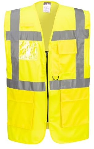 Portwest S476 Väst Berlin Högsynlighetsjackor Reflekterande Maskintvättbar | Gul, S, EN ISO 20471 Klass 2, 7 Fickor, Normal Passform, Polyester, Öppning med Dragkedja, Andningsbar, Yttre Hudtyg, Skaltyg