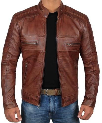 Decrum Leather Jackets For Men - Brown Leather Jacket Men | [1100064] Austin Brown, L