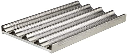 Pentole Agnelli COAL49B53 Teglia Microforata per Baguettes, in Alluminio, 53 cm, Argento