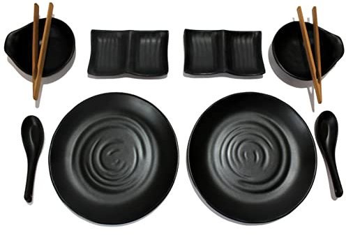 TomYang Asia Fondue Geschirr-Set – 10-teiliges Set für Hot Pot, Thai Grill, Sukiyaki & Korean BBQ