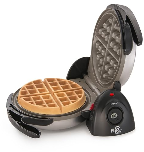 Presto 03510 Ceramic FlipSide Belgian Waffle Maker, Nonstick, Cool Touch Handles, Black